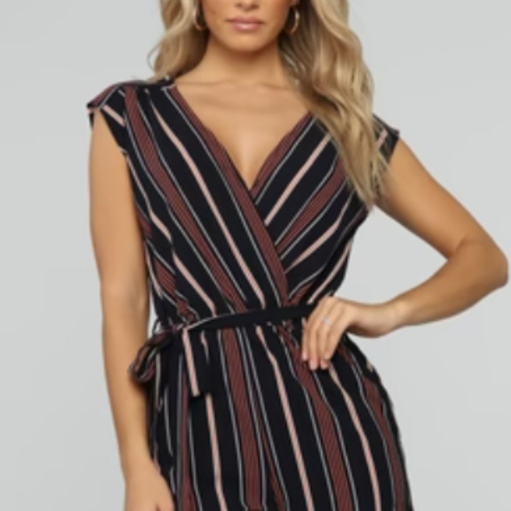 Becool Striped Navy Romper - M